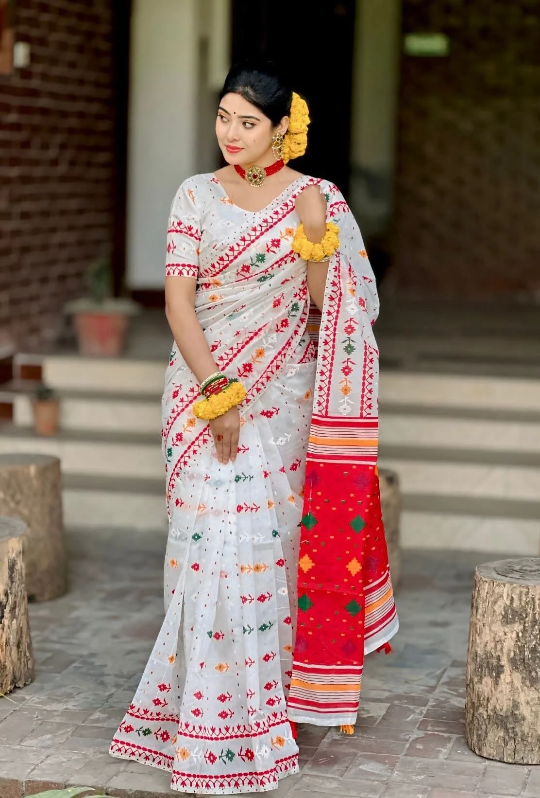 Special Puja collection  Half Silk block Print Saree